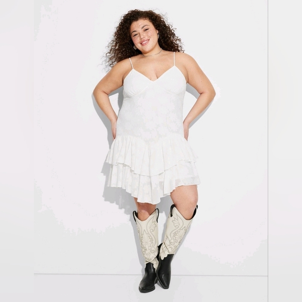 Women's Triangle Cup Tiered Mini Skater Dress